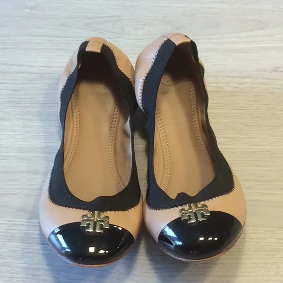 Tory Burch Tan Travel Leather Ballet Slipper Flats - Picture 2 of 16